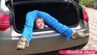 Contortion in Car. Back Bend Stretching. Flexshow.