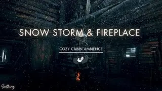 Snow Storm & Fireplace Sounds | NO ADS | Crackling fire and Howling Wind Sounds For Sleeping