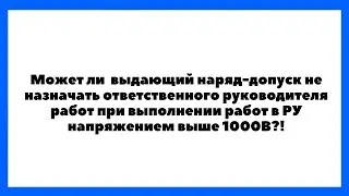 МОЖЕТ ЛИ ВЫДАЮЩИЙ НАРЯД ДОПУСК НЕ НАЗНАЧАТЬ ОТВЕТСТВЕННОГО РУКОВОДИТЕЛЯ РАБОТ?!