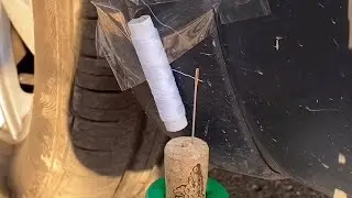 Man Threads Needle Using His Car