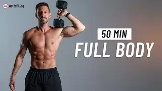 50 Min Full Body Dumbbell Workout At Home - Build Muscle, No Talking