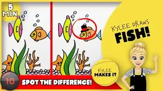 How to Draw Fish! | Kylee Makes a Spot the Difference Game for kids of a Fish Tank