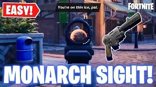 Hit opponents while aiming down sights with the Monarch Pistol | Fortnite Kickstarter