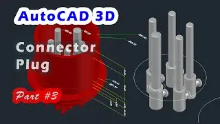 AutoCAD 3D, How to drawing 3 Phase Connector Plug, Autodesk, 3d Modeling, Sketches Part #3