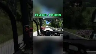 Driving a bus on a narrow road  