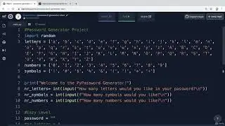 Project_Create a Password Generator | 100 Days of Code: The Complete Python Pro Bootcamp