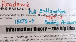 #IELTS-9,TEST-4 ,Reading answer || Information theory-the big idea