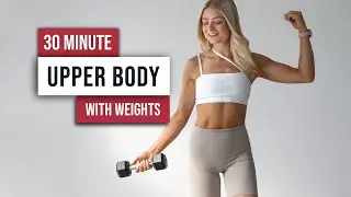 30 MIN TONED UPPER BODY Workout With Weights, No Repeat, Home Workout with dumbbells
