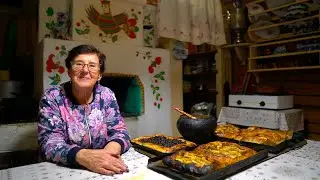 Old woman lives alone in a forest village. All the neighbors went to town for the winter. Russia