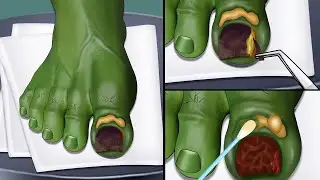 [ASMR Animation] Help Hulk remove ingrown toenails & treatment