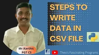 Steps to write data in CSV file#python #pythonprogramming #Theosfascinatingprograms