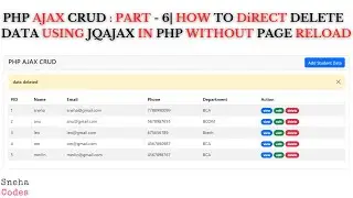 PHP AJAX CRUD-6 : How to Direct Delete data in modal using AJAX In PHP