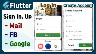 Flutter with Firebase - Sign up & Sign In with UI ( Mail, Facebook, google ) example, tutorial