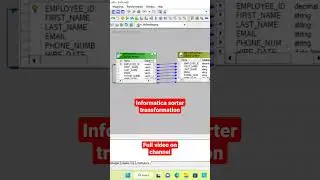 sorter transformation in informatica power center|full video on channel