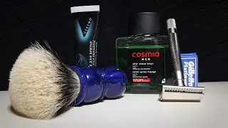 Бритьё. Т станок Parker Slant, крем для бритья Viking, Gillette, лосьон Cosmia, помазок Yaqi 24 mm