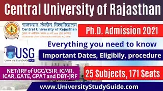 Central University of Rajasthan PhD admission 2021 | Phd notificaiton 2021 #phdnotification2021