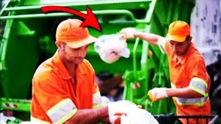 Рабочий грузил мусор в грузовик, как вдруг услышал вскрик! Вот какой “подарок” он обнаружил в сумке