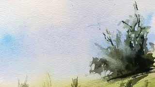 ПЕЙЗАЖ акварелью - как РИСОВАТЬ акварелью. Watercolour landscape - how to draw landscape.