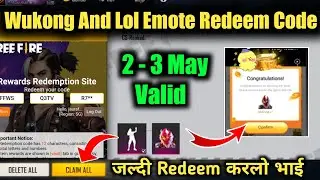 Lol Emote Redeem Code?  Free Fire Today New Redeem Code | Free Wukong Character and Lol Emote Code