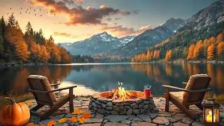 Autumn Lake Ambience with Cozy Campfire and Fall Forest Soundscape