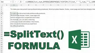 How to split paragraph of text across multiple rows in excel | LAMBDA