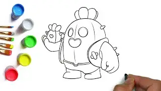 How to draw a spike cactus Brawl Stars game, Как нарисовать Бравл Старс Кактус Спайк