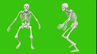 Free footage. The skeleton runs. Seamless loop animation on green screen.