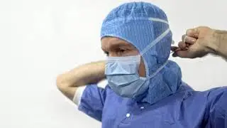 BARRIER Surgical mask with tie-band---donning guide