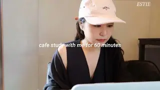 REAL TIME 1 hr study with me at a cafe ☕️✨ (w/ timer, aesthetic lofi music🎶, background noise)