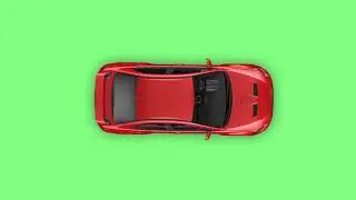 Moving car Top View Green Screen -Copyright Free-Red