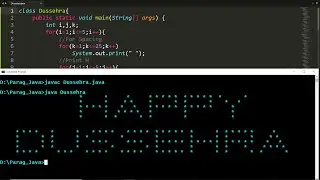 Print Happy Dussehra pattern using nested for loops in Java