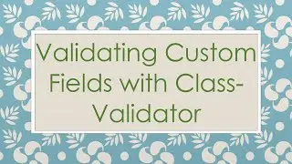 Validating Custom Fields with Class-Validator