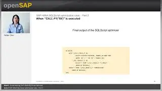 open SAP HANA Week 1 Unit 4  SQL script optimization rules - Part -2