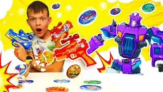 Роботы трансформеры устроили тест на меткость! Видео про игрушки - веселые игры для детей