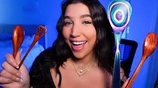 ASMR | Eating Your Face With A Wooden Spoon 🥄💤 (mouth sounds, tapping, scooping) 👄