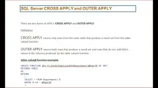SQL Server CROSS APPLY and OUTER APPLY