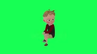 3d cute baby sitting talking isolated green screen right angle animation crowd Isolated group