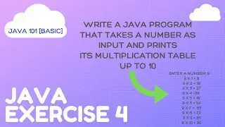 Java Exercise 4 - Printing Multiplication Table of a Number [Java 101]