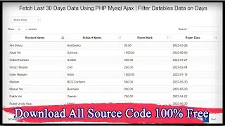 Fetch Last 30 Days Data Using PHP Mysql Ajax | Filter Datables Data on Days