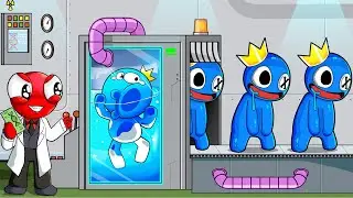 Who is Blue? - Professor Red Builds a Servant Cloning Machine - Rainbow Friends Animation