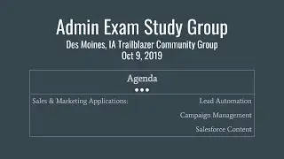 Salesforce Admin Certification Study Group: Oct 9, 2019