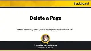 Delete A Page in Blackboard Web Community Manager