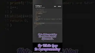 Do While Loop in C-Programming With Example #dowhileloop #coding #cprogramming