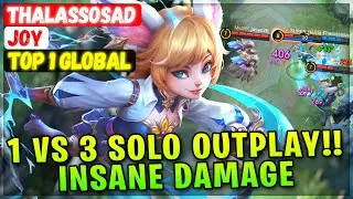 1 VS 3 Solo Outplay!! Insane Damage [ Top 1 Global Joy ] Thalassosad - Mobile Legends Emblem & Build