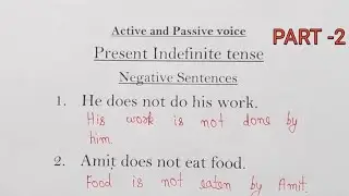 Active and Passive voice Part -2 | Present Indefinite Tense examples | Negative Sentences.