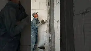 Установка маяков на цементно-известковый раствор. Лестничный марш,высота 6.9 м.