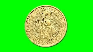 Zoom In Gold Coin Green screen Copyright Free