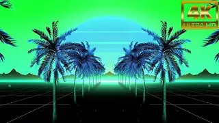 Vaporwave Palm Trees Highway Loop Neon Party 4K Long Screensaver || Wallpaper || Background Video