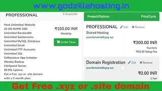 Get free .xyz or .site domain free with hosting purchase