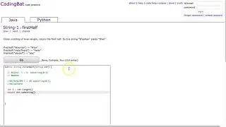 Codingbat - firstHalf (Java)